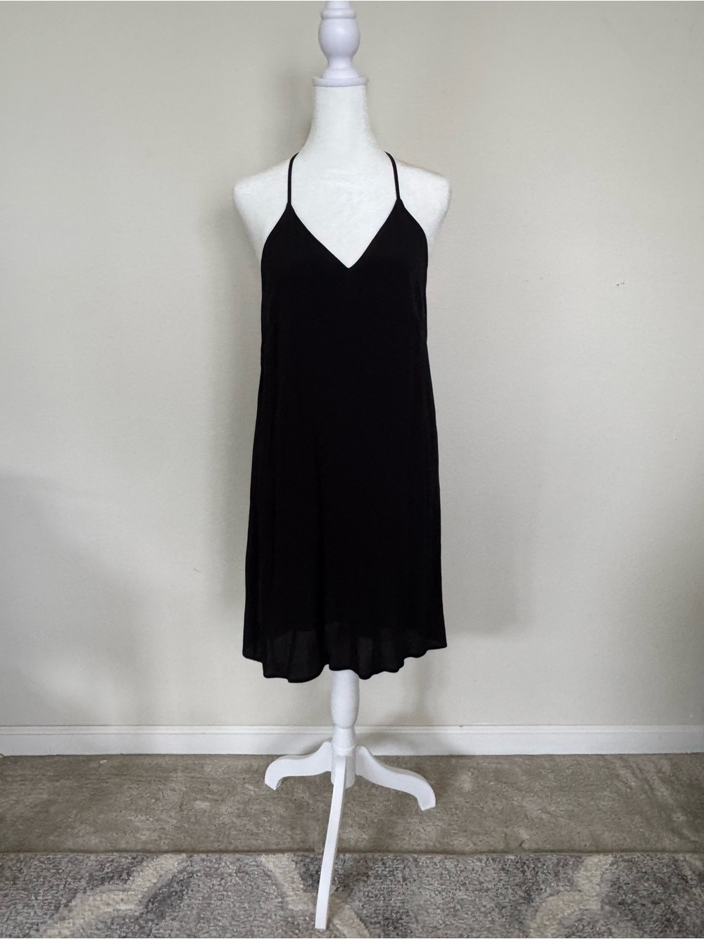 ANGL Black Strapless Slip Dress with V-Neck